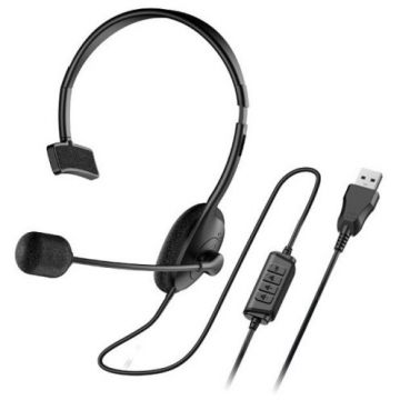 Casca  cu Microfon HS-100U cu Fir Standard Multimedia Call Center Microfon pe Brat USB Cablu 2m Negru