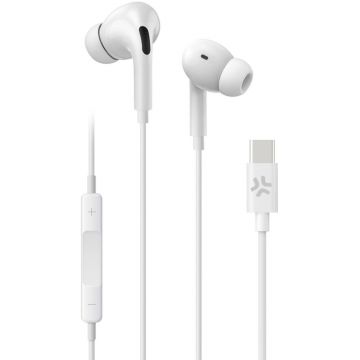 Casti In-Ear Celly UP1200, Type-C, Microfon, Alb