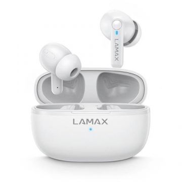 Casti True Wireless Lamax Clips1 Play, Bluetooth 5.3, ANC, Lamax Beat Bass, Microfon (Alb)