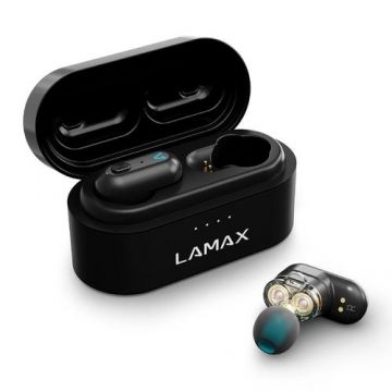 Casti True Wireless LAMAX Duals1, Bluetooth, Microfon, Activare vocala (Negru)