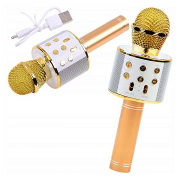 Microfon, Jokomisiada, Wireless, Cu difuzor, lumini karaoke, bluetooth, USB compatibil Android/IOS, Inregistrare/redare melodii, 3 ani+, Multicolor