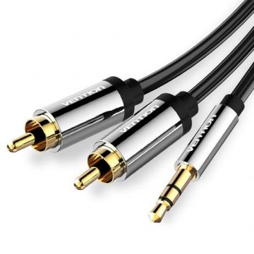 Cablu audio jack rca tata-tata, jack Stereo 3.5mm tata, metalizat, 1m, Vention