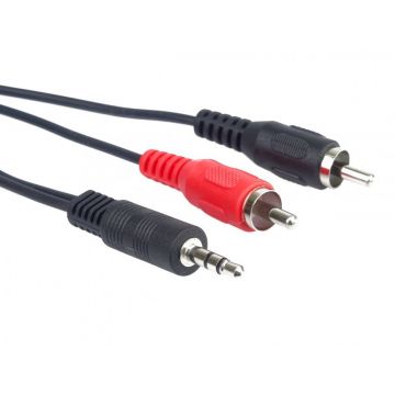 Cablu audio jack stereo 3.5mm la 2 x RCA T-T 1.5m, KJACKCIN015