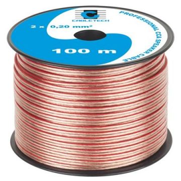 Cablu difuzor Cabletech KAB0351, CCA 2X0.20MM, 100 m, Transparent