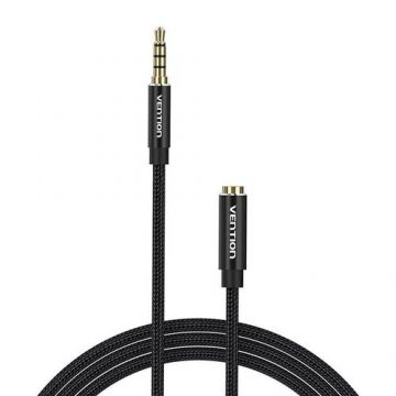 Cablu prelungitor audio Vention BHCBI, TRRS 3,5 mm tata la 3,5 mm mama, 3 m (Negru)