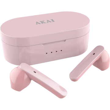 Casti Handsfree Bluetooth Earbuds Carcasa Cu Acumulator Roz