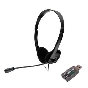 Casti Call Center Spacer SPK-223-USB, Cu fir, Microfon (Negru)