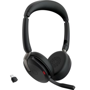 Casti Evolve2 65 Flex Duo WLC, with charging pad, headset (black, stereo, UC, USB-C, Link380c)