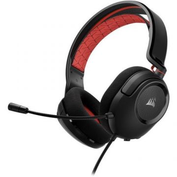 Casti gaming Corsair HS35 v2, Cu fir, Microfon (Negru/Rosu)