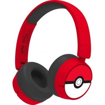 Casti Gaming OTL Pokemon Pokeball, Pentru copii, Microfon, Cu fir si Bluetooth (Rosu)