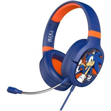 Casti Gaming OTL Pro G1 Sonic The Hedgehog, Pentru copii, Cu fir, Microfon (Albastru/Portocaliu)
