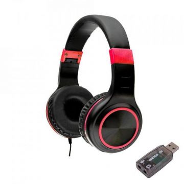 Casti Gaming Spacer SPHS-PEARL-RD-USB, Cu fir, Microfon (Negru/Rosu)