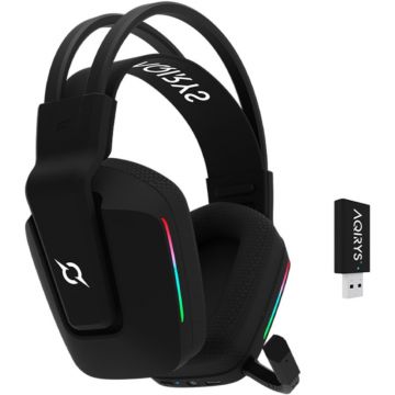 Casti gaming wireless AQIRYS Alya 2.0, 3D stereo, Negru