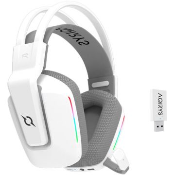 Casti gaming Wireless AQIRYS Alya White 2.0, Bluetooth, 3D Stereo