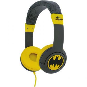 Casti Stereo OTL Batman, Cu fir, Pentru copii (Gri/Galben)