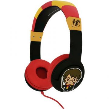 Casti Stereo OTL Harry Potter Chibi, Cu fir, Pentru copii (Negru/Galben)