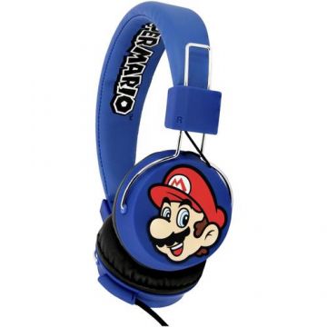 Casti Stereo OTL Super Mario Premium, Cu fir, Pentru copii (Albastru)