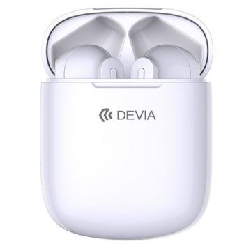 Casti True Wireless Devia Smart Series TWS EM058, Bluetooth 5.0, Waterproof IPX5, Microfon (Alb)