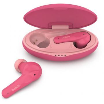 Casti True Wireless In-Ear Belkin Soundform Nano Kids PAC003BTPK, Bluetooth, Control Tactil, Waterproof IPX5 (Roz)