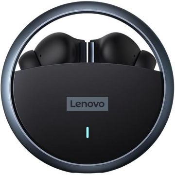 Casti True Wireless Lenovo LP60, Bluetooth, Microfon (Negru)