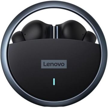 Casti True Wireless Lenovo LP60, Bluetooth, Microfon (Negru)