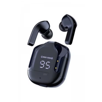 Casti Wireless In Ear, Bluetooth 5.1, Latenta Scazuta, Control Tactil Inteligent, Afisaj Digital LED, Microfon, Anulare Zgomot, Power Bank Incorporat, Waterproof, Negru