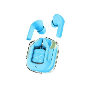 Casti Wireless In-Ear TWS cu Bluetooth V5.3, Microfon HD, Control Tactil, Afisaj Digital, Tehnologie de Anulare a Zgomotului ANC-ENC, Functie Fast Charge, Rezistente la Apa, Carcasa Magnetica - Culoare: Albastru