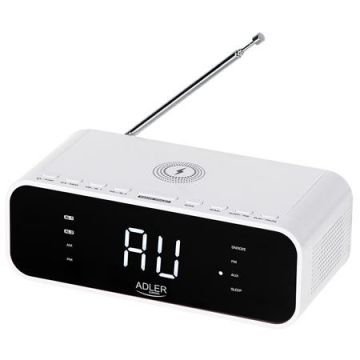 Ceas cu radio, alarma si incarcator wireless Adler AD 1192W (Alb)