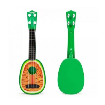 Chitara ukulele pentru copii cu 4 corzi Ecotoys MJ030 - Pepene