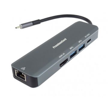Docking station USB type C la HDMI 4K30Hz + 2 x USB-A + Gigabit LAN + PD 100W, ku31dock19
