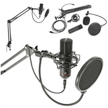 Microfon Usb Pentru Streaming Si Podcast Negru