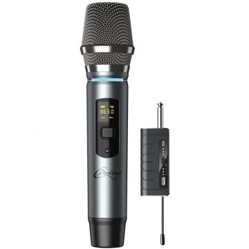 Microfon Wireless Cu Reglaj Frecvente Negru/Argintiu