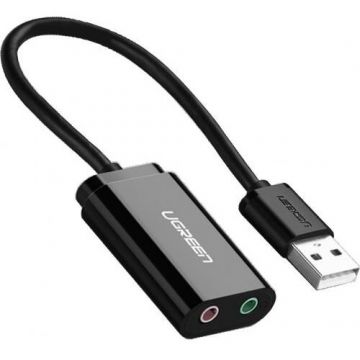 Placa De Sunet Adaptor Extern Interfata USB 2.0 Conectori 2x Jack 3.5mm Negru
