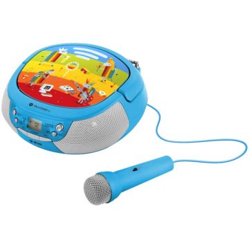 Radio CD pentru copii GoGEN DECKO B, 2 x 0,8 W, Bluetooth, karaoke, microfon, MP 3, USB, AUX in, albastru