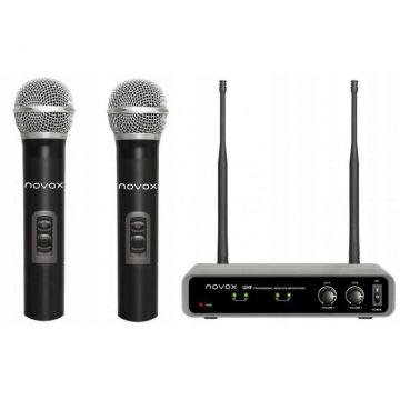 Set Microfon Wireless Dublu De Mana Free H2 UHF 470-786 MHz Raza 50-80m Negru