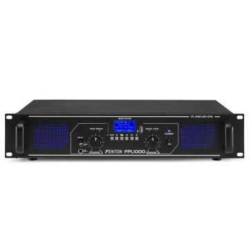 Amplificator digital profesional Fenton FPL1000 172.090, USB/SD, Bluetooth, MP3, 2x500W, 4 ohm