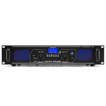 Amplificator digital profesional Fenton FPL500 172.084, USB/SD, Bluetooth, MP3, 500W, 4 ohm