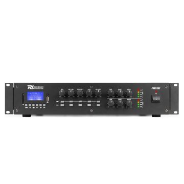 Amplificator matrix cu 2 zone Power Dynamics PRM1202 952.160, USB/SD, Bluetooth, MP3, 2x120W RMS, 100V/8ohm