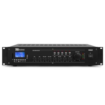 Amplificator mixer cu 6 canale si 4 zone Power Dynamics PRM360 952.156, USB/SD, Bluetooth, MP3, 360W RMS, 100V/8ohm