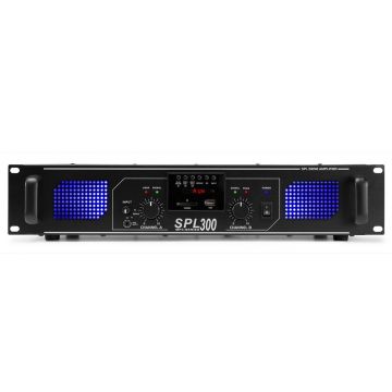 Amplificator profesional Skytec SPL300MP3 178.764, USB/SD, 2x150W RMS, 4 ohm