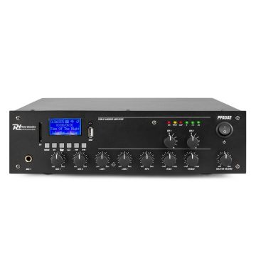 Amplificator sonorizari cu 2 zone Power Dynamics PPA502 952.084, USB/SD, Bluetooth, MP3, 50W RMS, 100V/70V/8 ohm