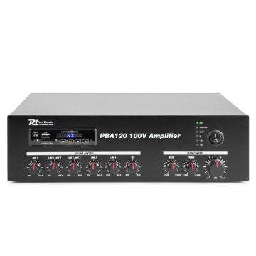 Amplificator sonorizari linie Power Dynamics PBA120 952.096, USB/SD, Bluetooth, MP3, 120W RMS, 100V/8ohm