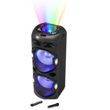 Boxa activa AKAI DJ-Y5L Discoball, Bluetooth, USB, SD card, Radio FM, intrare auxiliara, microfon wireless inclus