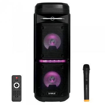 Boxa portabila Samus Ibiza 6.5, 70W, Radio, Bluetooth, Microfon, Telecomanda, Negru