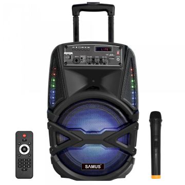 Boxa portabila Samus Karaoke 8, 40W, Radio, Bluetooth, Microfon, Telecomanda, Negru