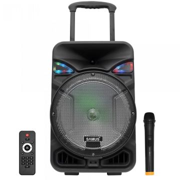 Boxa portabila Samus Studio 12, 50W, Radio, Bluetooth, Microfon, Telecomanda, Negru