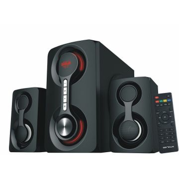 Boxe 2.1canale, SoundRise 2160W, putere totala 60W RMS, Bluetooth, USB, AUX, SD, Radio FM, negre