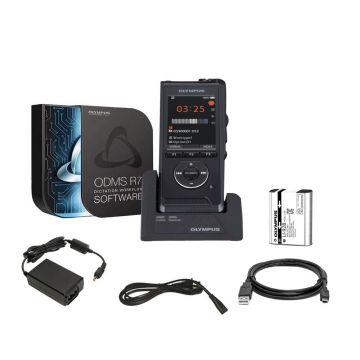 Kit reportofon digital profesional Olympus V741022BE000, 2.4 inch, 2 GB, DSS Pro, PCM, MP3, Playback