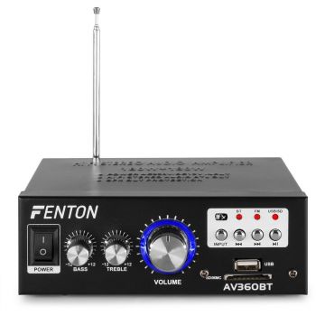 Mini amplificator Fenton AV360BT 103.144, USB/SD, Bluetooth, MP3, Tuner FM, 2x15W, 8 ohm