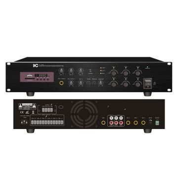 Mixer amplificator cu 6 zone de reglaj pentru sisteme de Public Address PA ITC TI-240Z, 240 W, 100 V, MP3 (USB/SD), FM Tuner, Bluetooth, 1U